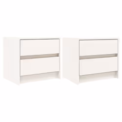 vidaXL Bedside Cabinets Bed Table Nightstand Bedside Table Solid Wood Pine - white, 2 pcs