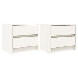 vidaXL Bedside Cabinets Bed Table Nightstand Bedside Table Solid Wood Pine - white, 2 pcs