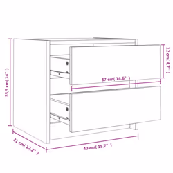 vidaXL Bedside Cabinets Bed Table Nightstand Bedside Table Solid Wood Pine - white, 2 pcs - Additional view 10
