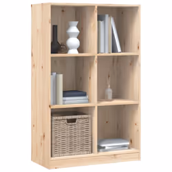 vidaXL Bookcase Office Book Shelf Storage Cabinet Book Stand Solid Wood Pine - natural