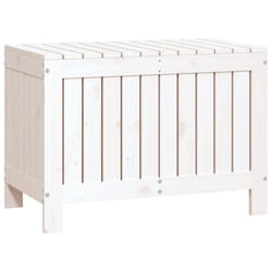vidaXL Garden Storage Box Outdoor Storage Box Blanket Box Solid Wood Pine - white