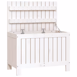 vidaXL Garden Storage Box Outdoor Storage Box Blanket Box Solid Wood Pine - white - Additional view 5