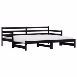 VidaXL 836152, Sofa bed, Black, Pinewood, 2035 mm, 875 mm, 695 mm