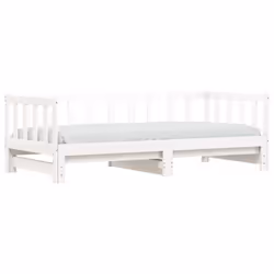 vidaXL Daybed with Trundle Sofa Bed Guest Bed Sleeper Sofa Solid Wood Pine - white, 90 x 200 cm - Additional view 2