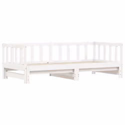 vidaXL Daybed with Trundle Sofa Bed Guest Bed Sleeper Sofa Solid Wood Pine - white, 90 x 200 cm - Additional view 4