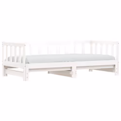 vidaXL Daybed with Trundle Sofa Bed Guest Bed Sleeper Sofa Solid Wood Pine - white, 80 x 200 cm - Additional view 2