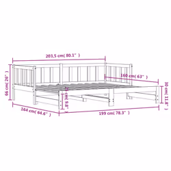 vidaXL Daybed with Trundle Sofa Bed Guest Bed Sleeper Sofa Solid Wood Pine - white, 80 x 200 cm - Additional view 3