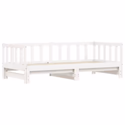 vidaXL Daybed with Trundle Sofa Bed Guest Bed Sleeper Sofa Solid Wood Pine - white, 80 x 200 cm - Additional view 4