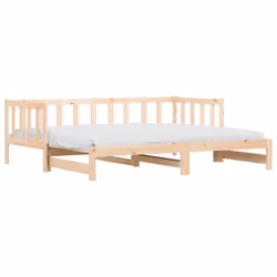 vidaXL Daybed with Trundle Sofa Bed Guest Bed Sleeper Sofa Solid Wood Pine - natural, 90 x 190 cm
