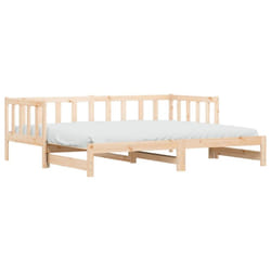 vidaXL Daybed with Trundle Sofa Bed Guest Bed Sleeper Sofa Solid Wood Pine - natural, 90 x 190 cm