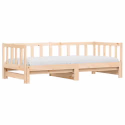 vidaXL Daybed with Trundle Sofa Bed Guest Bed Sleeper Sofa Solid Wood Pine - natural, 90 x 190 cm