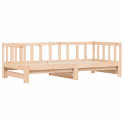 vidaXL Daybed with Trundle Sofa Bed Guest Bed Sleeper Sofa Solid Wood Pine - natural, 90 x 190 cm - Additional view 4