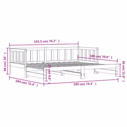 vidaXL Daybed with Trundle Sofa Bed Guest Bed Sleeper Sofa Solid Wood Pine - white, 90 x 190 cm - Additional view 10