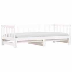 vidaXL Daybed with Trundle Sofa Bed Guest Bed Sleeper Sofa Solid Wood Pine - white, 90 x 190 cm - Additional view 2