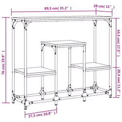 vidaXL Console Table End Table Hallway Stand Side Sofa Table Engineered Wood - smoked oak - Additional view 8
