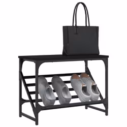vidaXL Shoe Rack Shoe Cabinet Shoe Storage Unit Shelf Cupboard Engineered Wood - black, 60 x 30 x 45 cm - Additional view 2