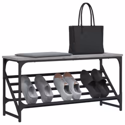 vidaXL Shoe Rack Shoe Cabinet Shoe Storage Unit Shelf Cupboard Engineered Wood - grey sonoma, 90 x 30 x 45 cm - Additional view 2