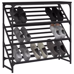 vidaXL Shoe Rack Shoe Cabinet Shoe Storage Unit Shelf Cupboard Engineered Wood - black, 90 x 30 x 85 cm - Additional view 2