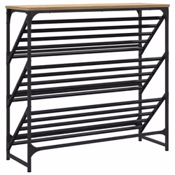 vidaXL Shoe Rack Shoe Cabinet Shoe Storage Unit Shelf Cupboard Engineered Wood - sonoma oak, 90 x 30 x 85 cm - Additional view 5