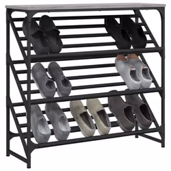 vidaXL Shoe Rack Shoe Cabinet Shoe Storage Unit Shelf Cupboard Engineered Wood - grey sonoma, 90 x 30 x 85 cm - Additional view 2