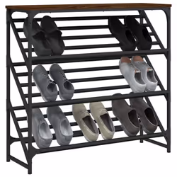 vidaXL Shoe Rack Shoe Cabinet Shoe Storage Unit Shelf Cupboard Engineered Wood - brown oak, 90 x 30 x 85 cm - Additional view 2