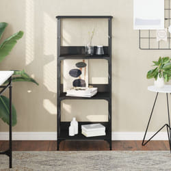 vidaXL Bookshelf Bookcase Book Cabinet Storage Rack Black Engineered Wood