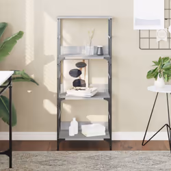 vidaXL Bookshelf Bookcase Book Stand Storage Rack Grey Sonoma Engineered Wood