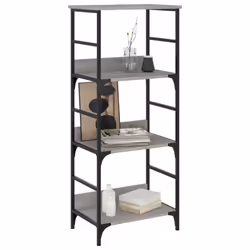 vidaXL Bookshelf Bookcase Book Stand Storage Rack Grey Sonoma Engineered Wood