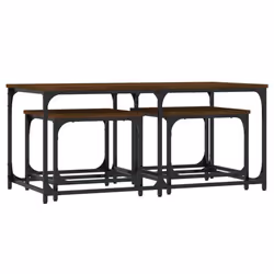 vidaXL Nesting Coffee Tables Nesting Table End Table 3 pcs Engineered Wood - brown oak