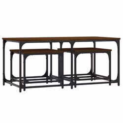 vidaXL Nesting Coffee Tables Nesting Table End Table 3 pcs Engineered Wood - brown oak