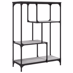 vidaXL Bookshelf Office Storage Cabinet Book Shelf Engineered Wood and Steel - grey sonoma, 81 x 36 x 115 cm