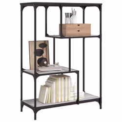 vidaXL Bookshelf Office Storage Cabinet Book Shelf Engineered Wood and Steel - grey sonoma, 81 x 36 x 115 cm