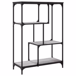 vidaXL Bookshelf Office Storage Cabinet Book Shelf Engineered Wood and Steel - grey sonoma, 81 x 36 x 115 cm - Additional view 5