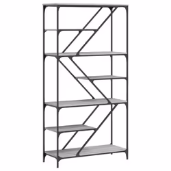 vidaXL Bookshelf Office Storage Cabinet Book Shelf Engineered Wood and Steel - grey sonoma