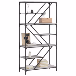 vidaXL Bookshelf Office Storage Cabinet Book Shelf Engineered Wood and Steel - grey sonoma