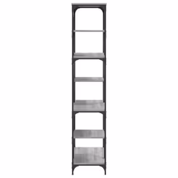vidaXL Bookshelf Office Storage Cabinet Book Shelf Engineered Wood and Steel - grey sonoma - Additional view 4