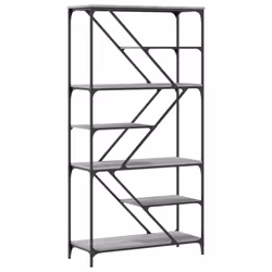 vidaXL Bookshelf Office Storage Cabinet Book Shelf Engineered Wood and Steel - grey sonoma - Additional view 5