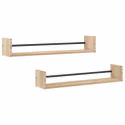 vidaXL Wall Shelves with Bars Floating Shelf Rack Wall Mounted Shelf 2 pcs - sonoma oak, 80 x 16 x 14 cm - Additional view 5
