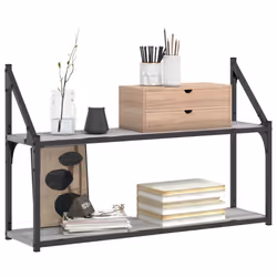VidaXL 835467 shelve Wood, Steel Grey