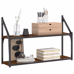 VidaXL 835468 shelve Wood, Steel Brown, Wood