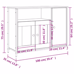 vidaXL Sideboard Storage Cupboard Highboard Home Side Cabinet Engineered Wood - smoked oak