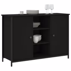 vidaXL Sideboard Storage Cabinet Cupboard Highboard Black Engineered Wood