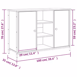 vidaXL Sideboard Storage Cupboard Highboard Home Side Cabinet Engineered Wood - smoked oak