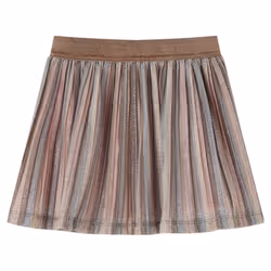 Kids' Pleated Skirt with Glitters Girls' Shrot Skater Skirt Brown and Pink - 140
