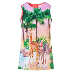 Kids' Dress Sleeveless Girl's Dress Tropical Scenery and Animal Print Coral - 140