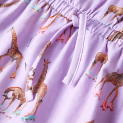Kids' Dress with Ruffle Sleeves and Drawstring Girl's Dress Giraffe Print Lila - 104