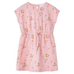 Kids' Dress with Drawstring Girl's Dress Puppy and Fruit Print Light Orange - 92