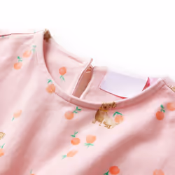 Kids' Dress with Drawstring Girl's Dress Puppy and Fruit Print Light Orange - 128
