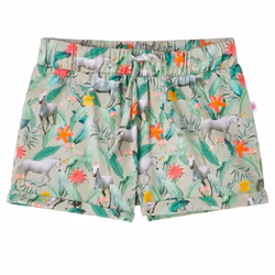 Kids' Shorts with Drawstring Toddler Pants Unicorn and Plant Print Light Khaki - 92
