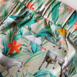 Kids' Shorts with Drawstring Toddler Pants Unicorn and Plant Print Light Khaki - 128